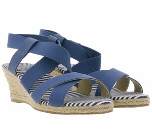 City WALK Sandalette stylische Damen Sandalen mit blauen Gummibändern 19784625 Blau