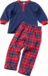 ALANA Kinder Schlafanzug, Gr. 122/128, aus Bio-Baumwolle, blau, rot