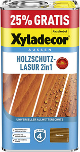 Xyladecor Holzschutzlasur 2in1 4+1L gratis kastanie Aktionsgebinde 25% Gratis!