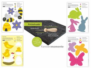 LK Trend & Style Bastelkartonpapier »Prickelset mit Filz Ostern Frühling«, Biene, Küken,Schmetterling und Hase warten auf dich