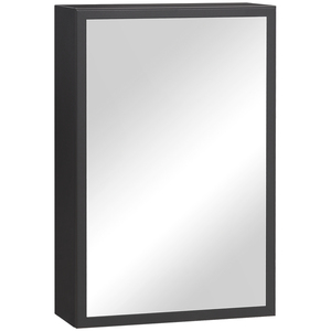 kleankin Spiegelschrank, Badspiegelschrank mit 3 Schichten, Hängeschrank mit Spiegel, Wandschrank für Badezimmer, Schlafzimmer, Schwarz, 40 x 15 x 60 cm
