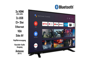 TOSHIBA 24WA2063DAX 24 Zoll Fernseher Android Smart TV, Google Play Store & Google Assistant, HD ready, Bluetooth, Triple Tuner)