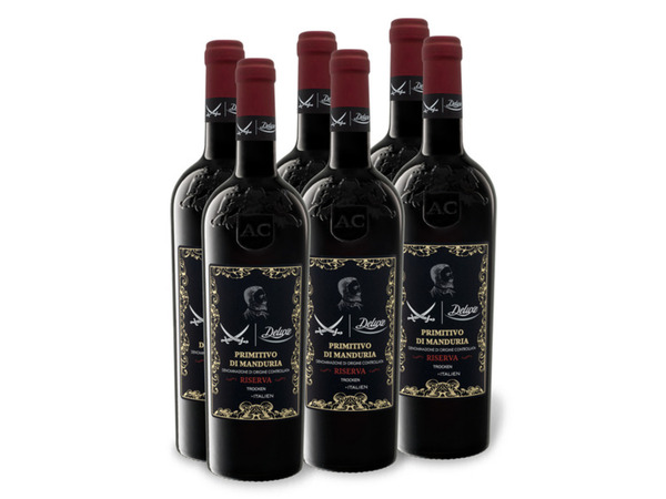 6 x 0,75-l-Flasche Weinpaket Sansibar Reserva Manduria Primitivo ansehen! Deluxe trocken, Rotwein di von DOC Lidl