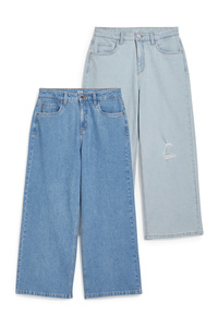 C&A Extended Sizes-Multipack 2er-Wide Leg Jeans, Blau, Größe: 176