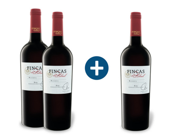 Bild 1 von 2 + 1 Paket Fincas del Lebrel Rioja Reserva DOC trocken, Rotwein
