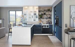 Nobilia - Einbauküche Esilia, fjordblau, inklusive Bosch Elektrogeräte