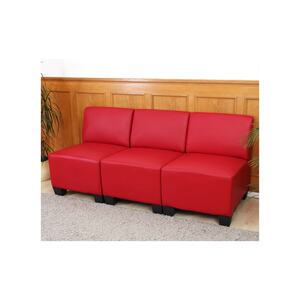 Modular 3-Sitzer Sofa Moncalieri, Kunstleder ~ rot, ohne Armlehnen
