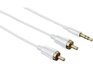 HAMA Audio-Kabel, 3.5-mm-Klinken-St. Stereo - 2 Cinch-St, 1.5 m, Weiß