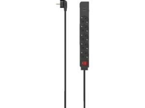 HAMA 2x USB-A, 5-Fach Steckdosenleiste mit Schalter