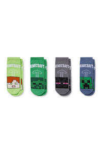 C&A Multipack 4er-Minecraft-Sneakersocken mit Motiv, Grün, Größe: 31-33