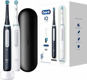 Oral B Elektrische Zahnbürste iO 4 Duopack, Aufsteckbürsten: 2 St., mit Magnet-Technologie, 4 Putzmodi, Reiseetui