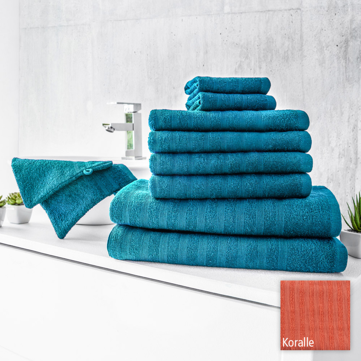 Bild 1 von Sensino XXL-Frottier-Set "Marseille", Koralle - 10tlg.