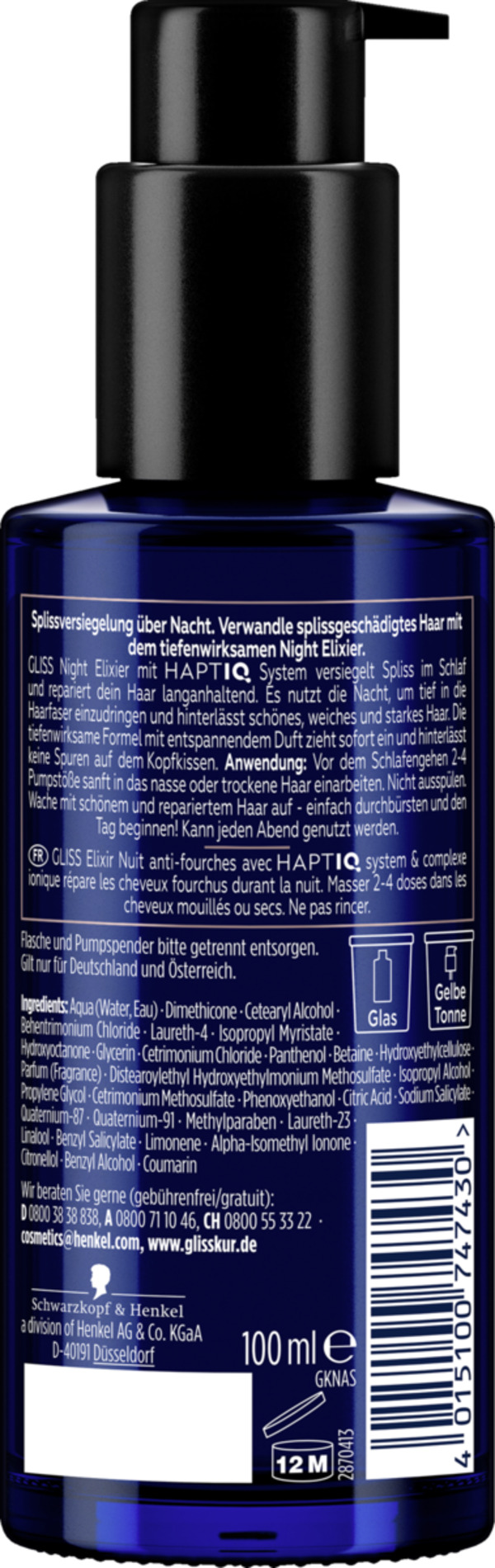 Schwarzkopf Gliss Night Elixir Anti-Spliss Wunder Von ROSSMANN Für 7,99 ...