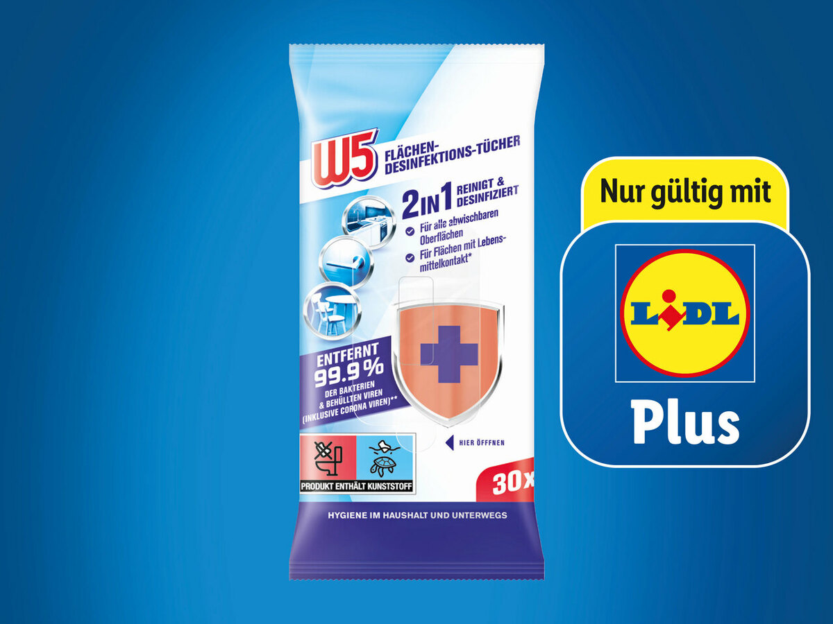 Bild 1 von W5 Flächen-Desinfektionstücher