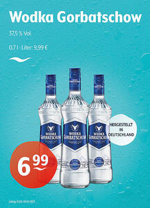 Wodka Gorbatschow 37,5 % Vol.
Hergestellt in Deutschland