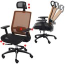 Bild 1 von Bürostuhl MCW-A20, Schreibtischstuhl Drehstuhl, ergonomisch Kopfstütze Stoff/Textil ~ schwarz/orange