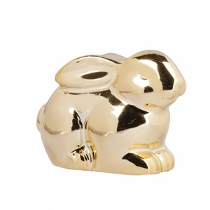 Kleiner Hase sitzend - aus Keramik - gold - ca. 7,5 x 4,5 x 5,5 cm