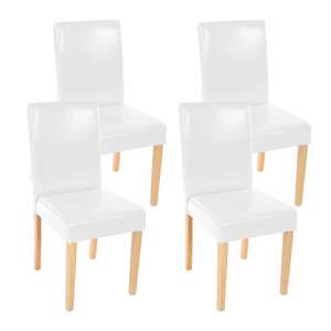 4er-Set Esszimmerstuhl Stuhl Küchenstuhl Littau ~ Kunstleder, weiß helle Beine