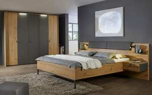 Vito - Schlafzimmer Mapy in Eiche Artisan Nachbildung/graphit, Liegefläche ca. 180 x 200 cm
