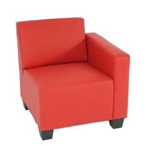 Modular Seitenteil rechts, Sessel mit Armlehne Moncalieri, Kunstleder ~ rot