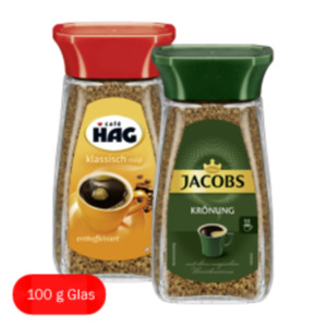 Jacobs Krönung löslicher Kaffee oder Cafe HAG Klassisch mild entkoffeiniert