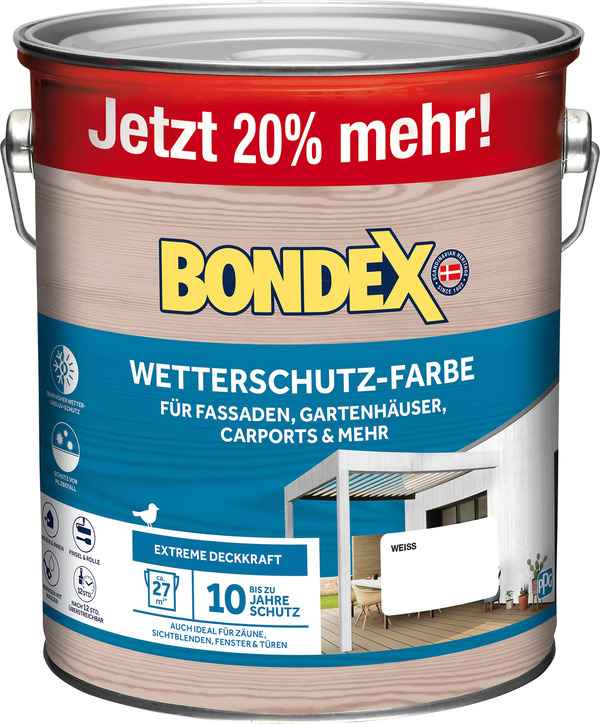 Bild 1 von Bondex Wetterschutzfarbe weiß 3 L