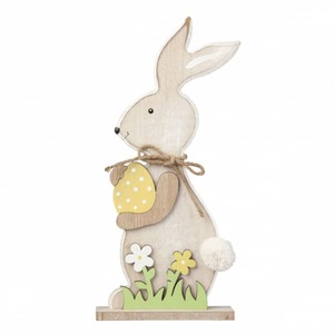 Dekofigur - Hase mit Ei - aus Holz - ca. 14 x 4 x 31 cm