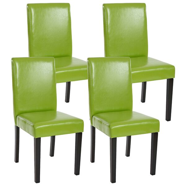 Bild 1 von 4er-Set Esszimmerstuhl Stuhl Küchenstuhl Littau ~ Kunstleder, grün, dunkle Beine