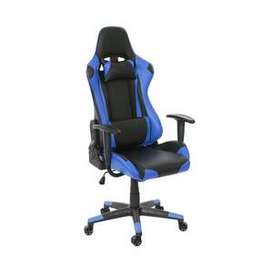 Bürostuhl MCW-D25, Schreibtischstuhl Gamingstuhl Chefsessel Bürosessel, 150kg belastbar Kunstleder ~ schwarz/blau