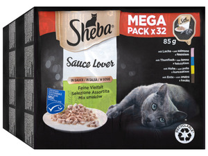 Sheba Mega Pack Sauce Lover in Sauce Feine Vielfalt, 32 x 85g