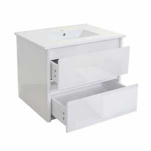 Waschbecken + Unterschrank MCW-B19, Waschbecken Waschtisch Badezimmer, hochglanz 50x80cm ~ weiß