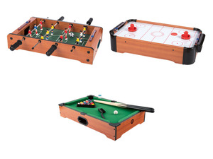 Playtive Holz Tischspiele, Mini Tischfußball / Mini Air Hockey / Mini Pool Billard