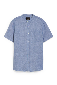 C&A Leinenhemd-Regular Fit-Stehkragen, Blau, Größe: 2XL