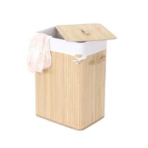 Wäschekorb MCW-C21, Laundry Wäschebox Wäschesammler Wäschebehälter Wäschetonne, Bambus 61x43x32cm 70l ~ naturfarben