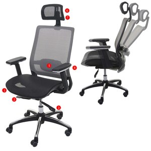 Bürostuhl MCW-A20, Schreibtischstuhl Drehstuhl, ergonomisch Kopfstütze Stoff/Textil ~ schwarz/grau