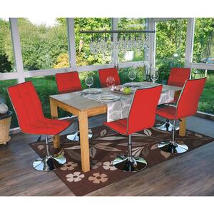 6er-Set Esszimmerstuhl MCW-C41, Stuhl Küchenstuhl, höhenverstellbar drehbar, Kunstleder ~ rot