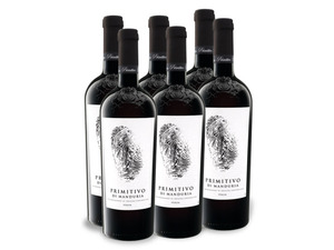 6 x 0,75-l-Flasche Weinpaket Identità Primitivo di Manduria DOC halbtrocken, Rotwein