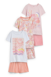 C&A Multipack 3er-Shorty-Pyjama-6 teilig, Rosa, Größe: 176