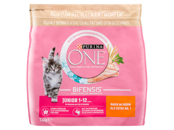 Bild 3 von PURINA ONE BIFENSIS JUNIOR 1 - 12 Katzenfutter trocken, reich an Huhn, 6 x 1,4 kg
