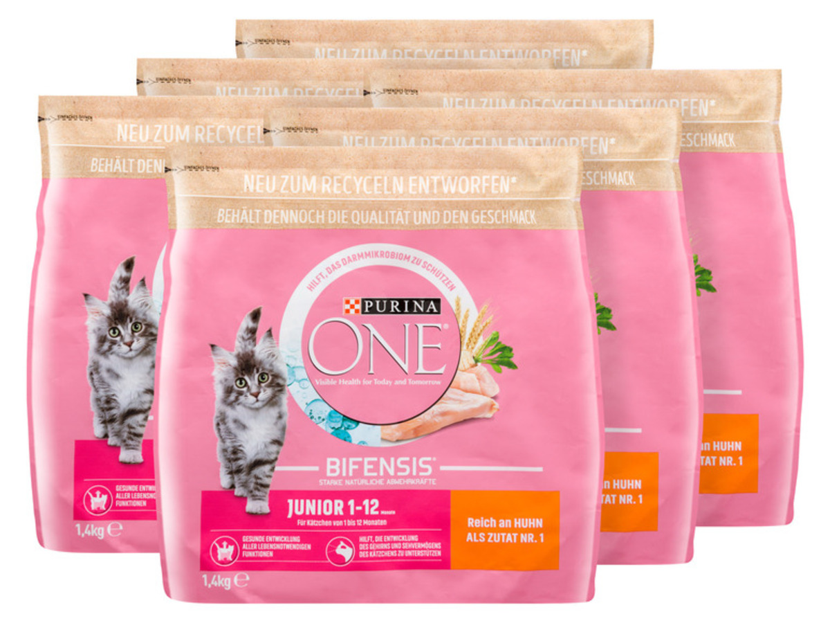 Bild 1 von PURINA ONE BIFENSIS JUNIOR 1 - 12 Katzenfutter trocken, reich an Huhn, 6 x 1,4 kg