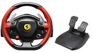 THRUSTMASTER Ferrari 458 Spider (inkl. 2-Pedalset, Xbox One / Series X S), Lenkrad, Schwarz, Rot