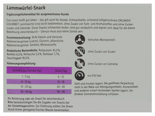 Bild 4 von ORLANDO Gourmet Hundesnack Lammwürfel, 4 x 100 g
