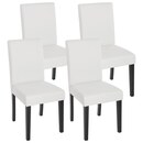 Bild 1 von 4er-Set Esszimmerstuhl Stuhl Küchenstuhl Littau ~ Kunstleder, weiß matt, dunkle Beine