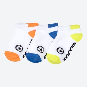 Jungen-Sneaker-Socken mit Fußball-Motiv, 3er-Pack