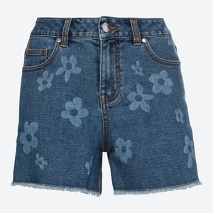Damen-Jeans-Shorts mit Blumenmuster