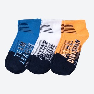 Jungen-Sneaker-Socken mit Schriftzug, 3er-Pack