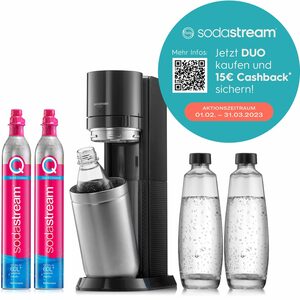 SodaStream Wassersprudler »DUO« Vorteilspack«, (Set, 6-tlg), SodaStreamSprudler DUO,CO2Zylinder,1L Glasflasche+1L Kunststoffflasche