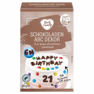 BACK FAMILY Schokoladen-ABC-Dekor, zartbitter 48 g