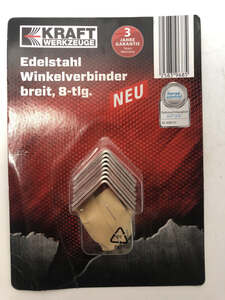 Kraft Werkzeuge Edelstahl Breiter Winkelverbinder 8 Stück, je ca. 30 x 30 x 30 mm
