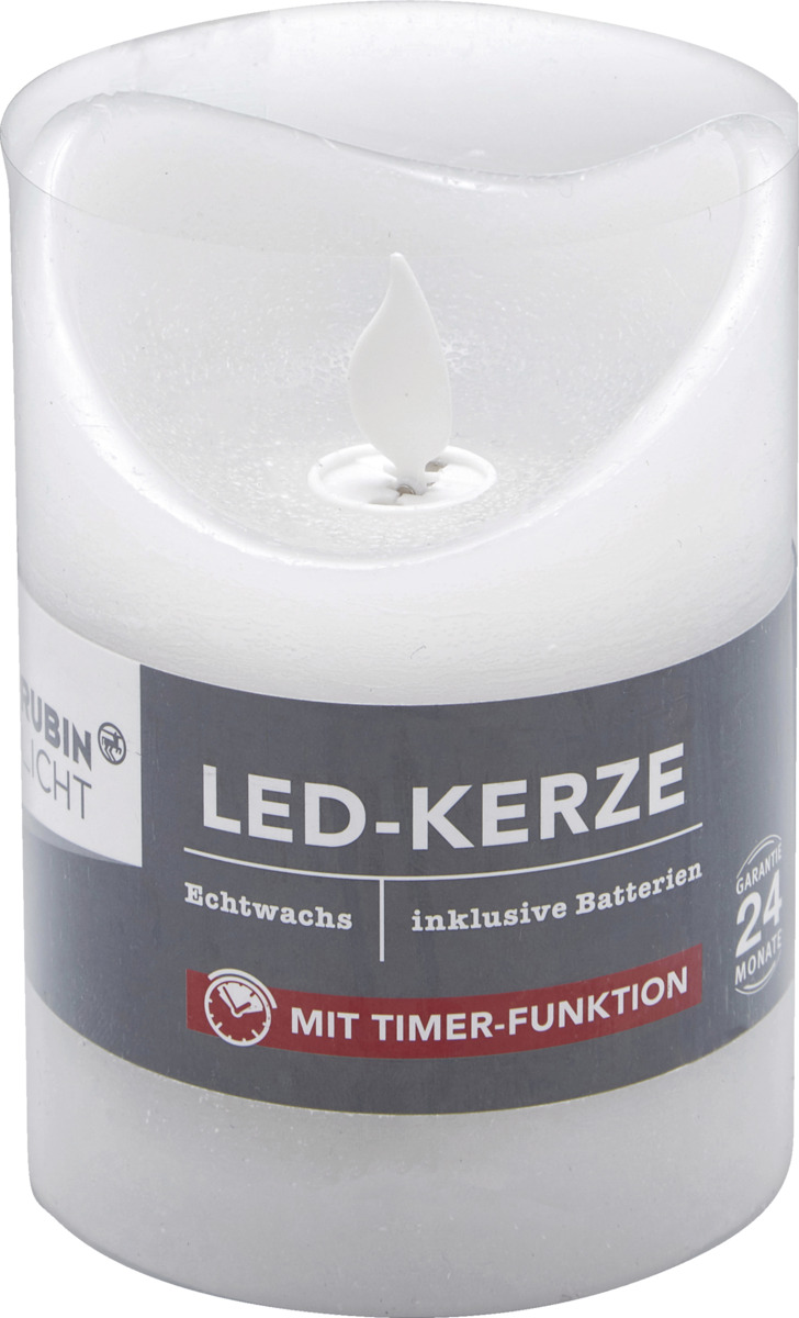 Bild 1 von Rubin Licht LED Kerze bewegliche Flamme 10 cm weiss